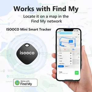 ISOOCO IS2401 MFI Licensed Findmy App Compatiable IOS IP67 Grade Global Positioning GPS Key Finder Tag Apple Macbook iPhone 17 Promax Battery Replaceable