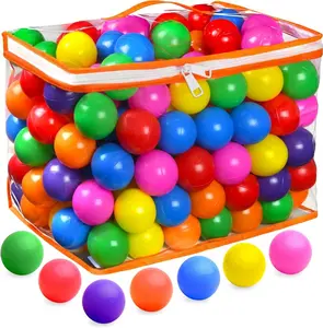 100 Ball Pit Balls for Toddlers with Storage Bag - 7 Bright Colors, Crush Proof, Great Play Toys for Tents, Pools, and Party Plastic Fun Ballz