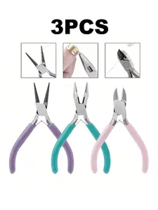 3 Piece Jewelry Making Tool Pliers Set, Wire Wrapping and Beading Tools, Solid Pattern, All Seasons, DIY Supplies