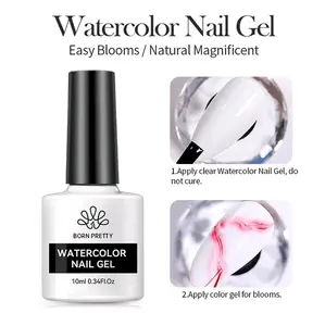 BORN PRETTY Blossoming Gel Polish Nail Art Transparent Nail Polish Watercolor Smook Effect Soak Off UV Nail Art Paint Manicure Gift Nail Care Case Cosmetic Cutics