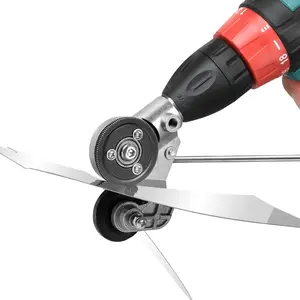 Upgraded electric drill plate cutting machine - Efficiently cuts flat metal plates. Metal cutting accessories - Capable of cutting iron, steel, tin, aluminum and cardboard of 20-30GA specifications, with a maximum thickness of up to 3 millimeters.