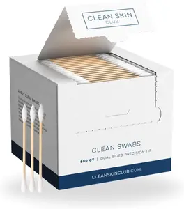 Clean Swabs | Organic Bamboo Cotton Swabs | Hypoallergenic & Chlorine-Free (500 PCS).