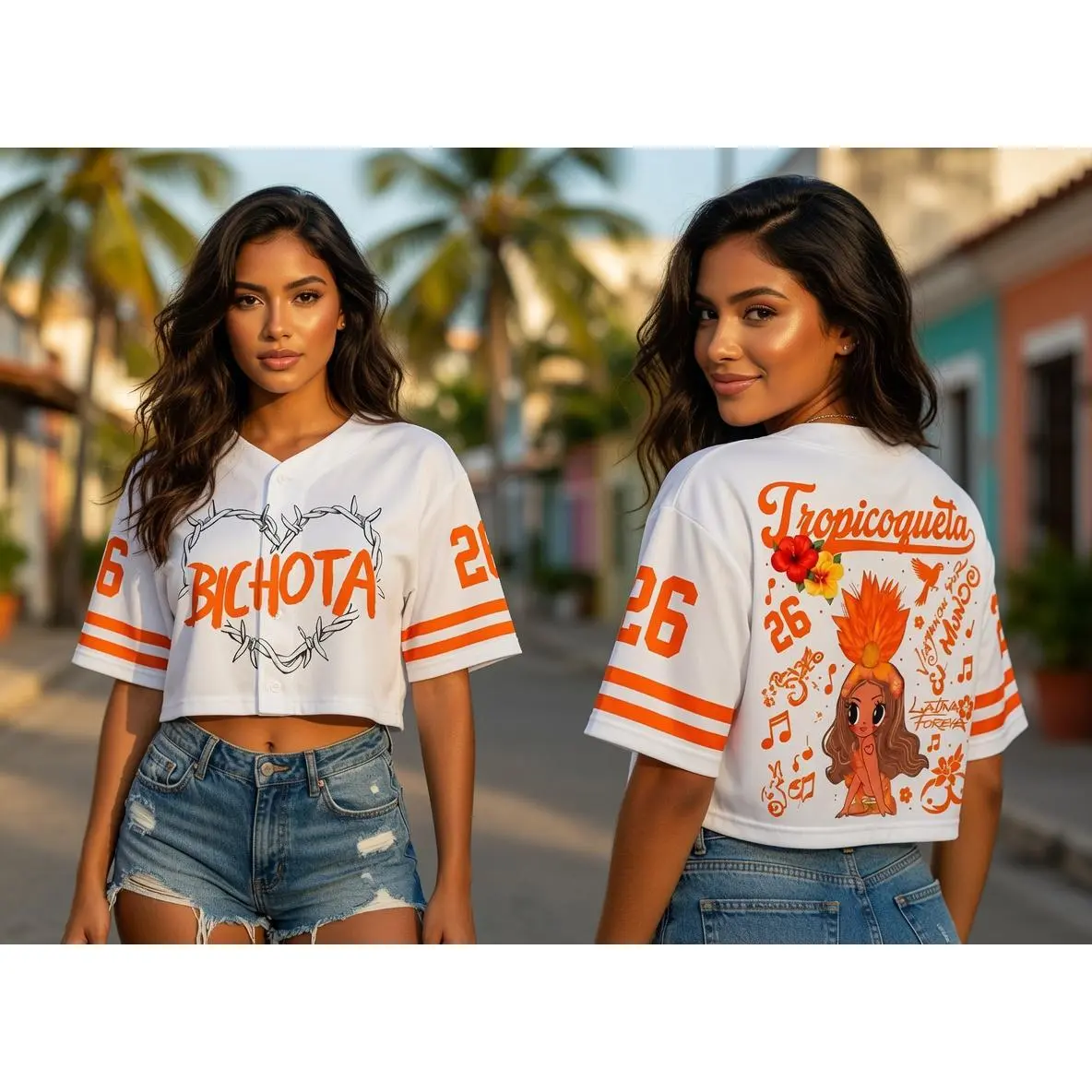 Tropicoqueta Girl Doll Croptop Jersey, Viajando Por El Mundo Tropitour 2026 Baseball Shirt, Latin Music Tour Fan Apparel