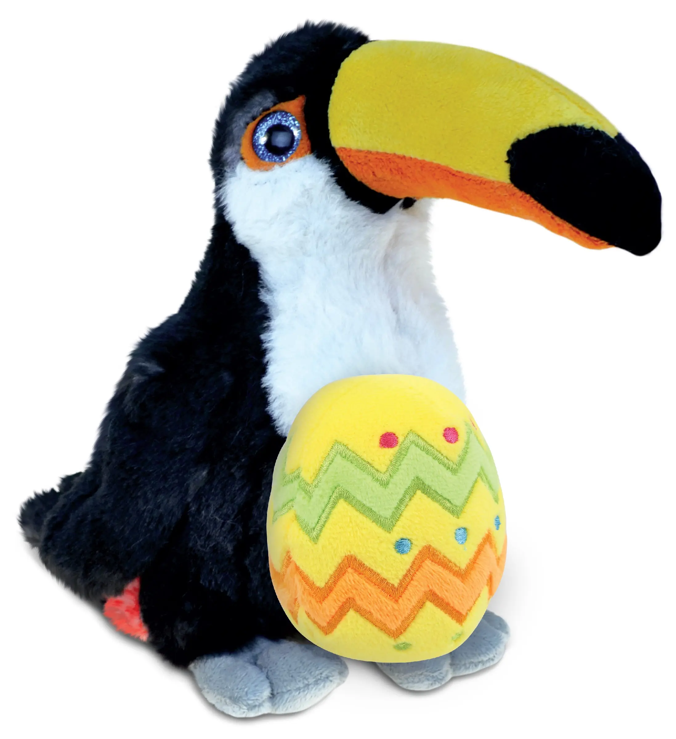 DOLLIBU Super Soft Toucan Bird Stuffed Animal - 9.5lx4wx8h in 100% Polyester Unisex Personalized Toy with Yellow Egg, Greeting Card, Gift Bag, Tissue Paper, Hand Wash-Dry, 3-4 Yrs Easter Basket Stuffer