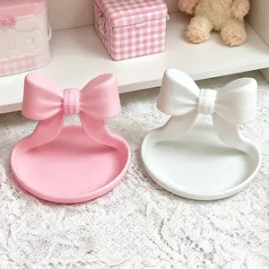 Cute Bowknot Tray, Creative Minimalist Design, Artistic Storage Dish, Key and Jewelry Organizer, Desktop Decor, Perfect Gift, Two Colors Available