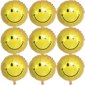 10 Pack 18 Inch Smiley  Mylar  Foil Balloons Use for Happy Birthday Decorations (YELLOW)