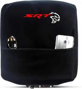 Seat Armour Center Console Cover for Dodge Charger (2011–2024) – Black, 100% Cotton with Embroidered SRT Logo & Organizer Pocket – Custom Fit & Machine Washable