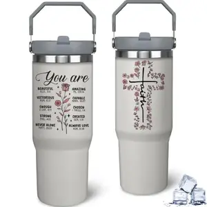 Inspirational 30oz Stainless Steel Tumbler with Handle - Perfect Christian Faith Gift for Women, Ideal for Birthdays & Christmas - Bottle - Drinkware