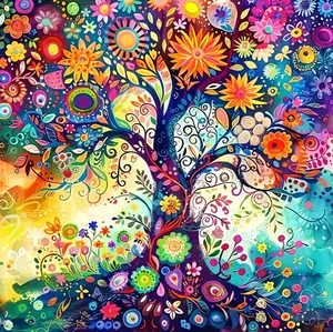 Abstract Tree of Life Painting Kit, Abstract Gem Art, DIY Craft