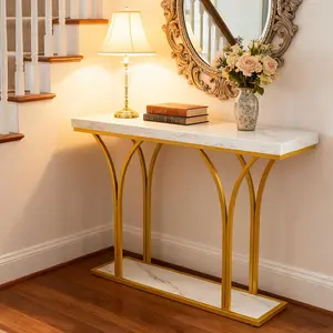 Entryway Table, Console Table with Faux Marble Top, Entrance Desk