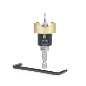 Amana Tool 55241 Carbide Tipped Countersink with No Burning and No Marring Adjustable Depth Stop with No-Thrust BB, 3/8 D x 7/64 Drill D x 1/4 Inch Quick Release Hex SHK