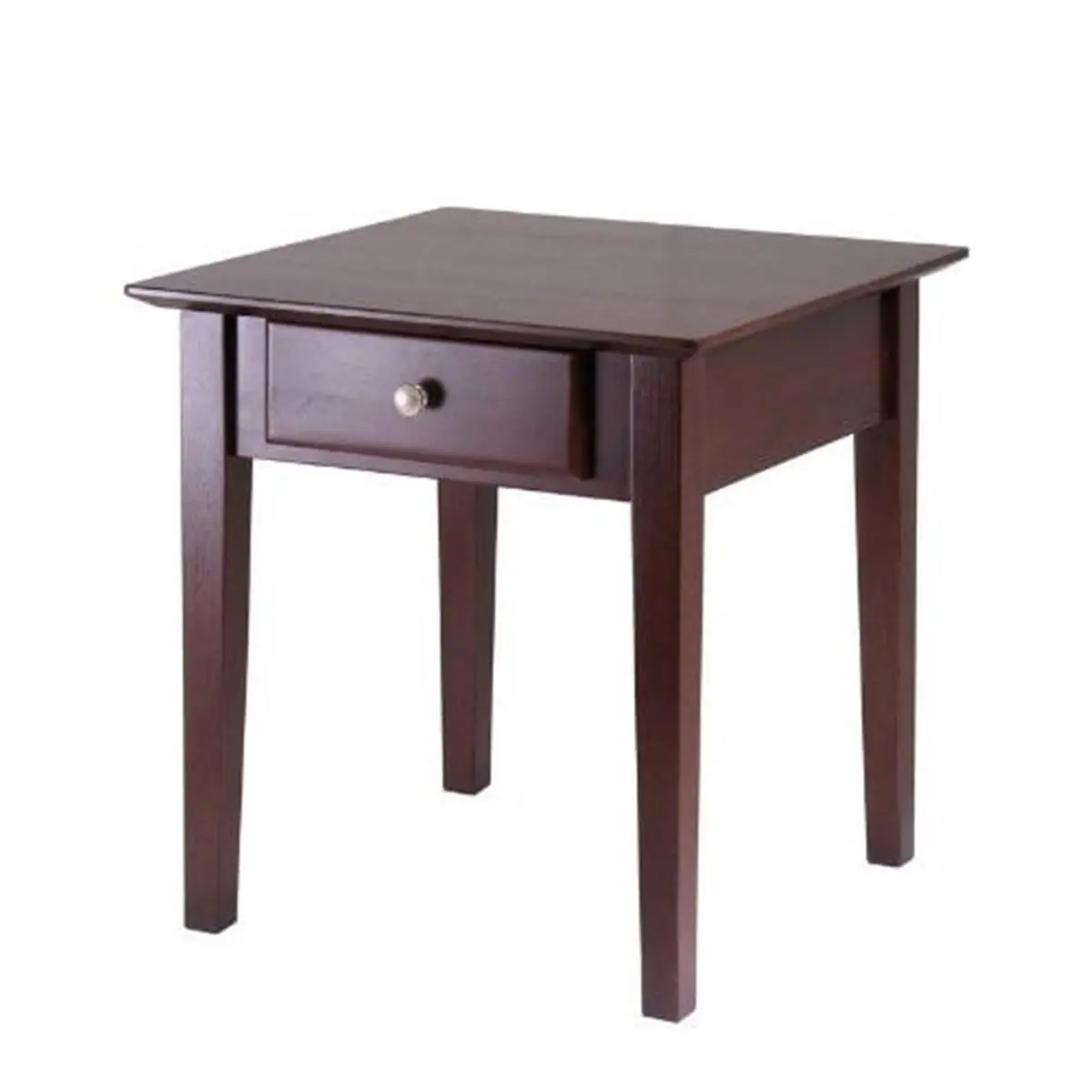 212 MAIN Shaker-Style End Table - 1 Drawer, Antique Walnut Wood Bedside Table with Square Top, Indoor Living Room & Bedroom Furniture