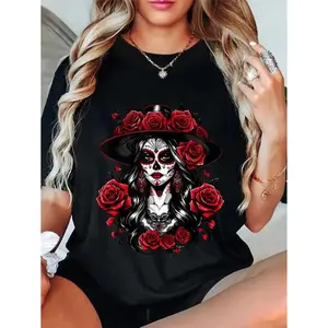 100% Cotton Unisex The Catrina Women Dia of Los Muertos Latina Cinco of Mayo T-Shirt