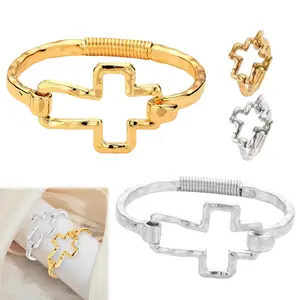 Cross Bangle & Ring Set| Adjustable Open Design, Versatile for Daily & Party, Perfect Birthday Gift for Her