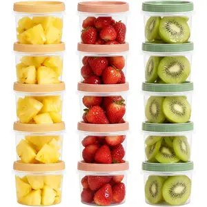 16 Oz Plastic Containers with , 15 Pack Overnight Oats Containers with , Stackable  Twist Screw Top 2-Cup Freezer Storage Container for  Soup Jello Sauce, Yellow/Green/Red Ocher