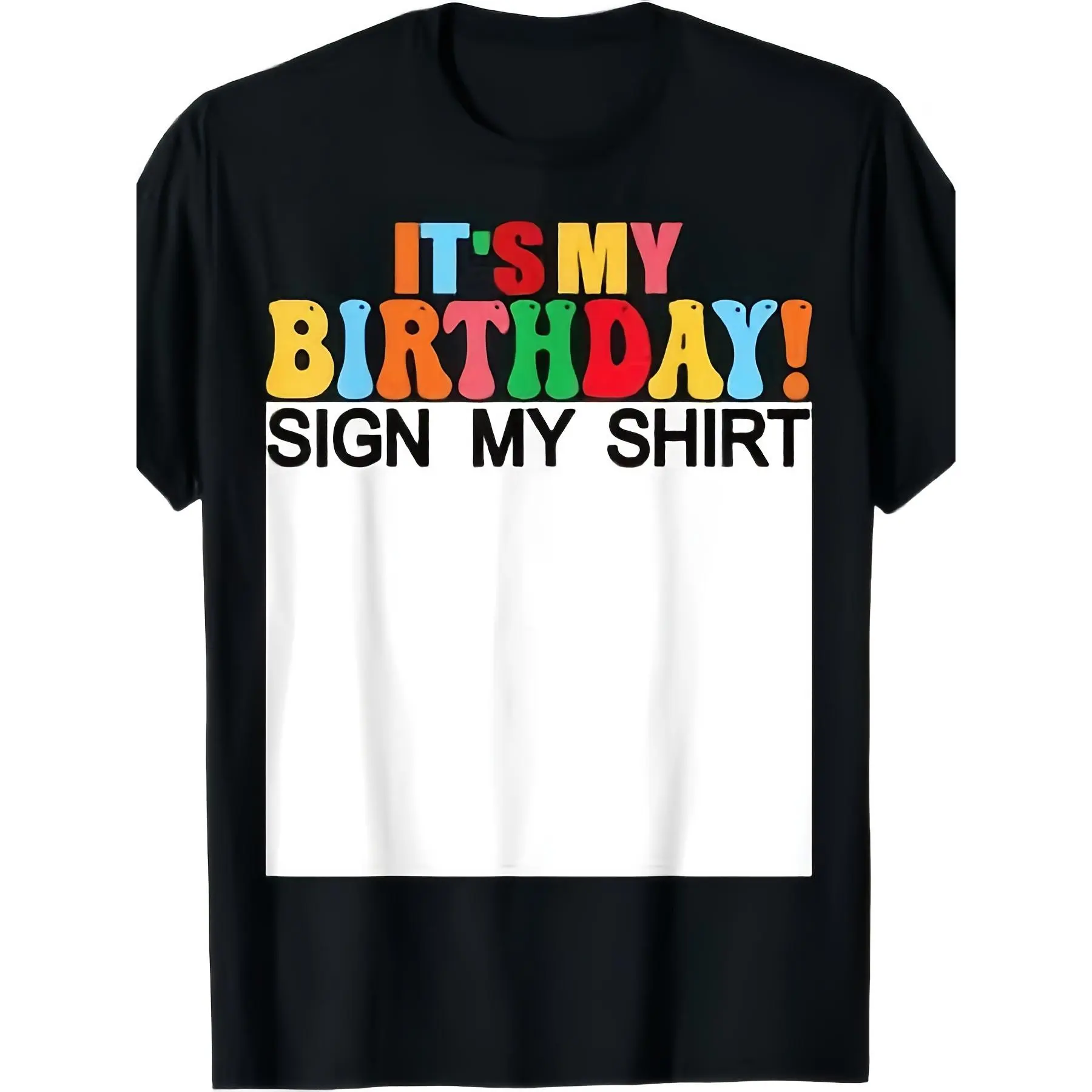 [100% Cotton] 100% CottonBirthday T-Shirt for s & Kids - Name/Signature Signing Area - Funny Party Shirt with Balloon & Cake Design - Signature Panel for Autographs - Year-Round Wearable Gift ( & Women)