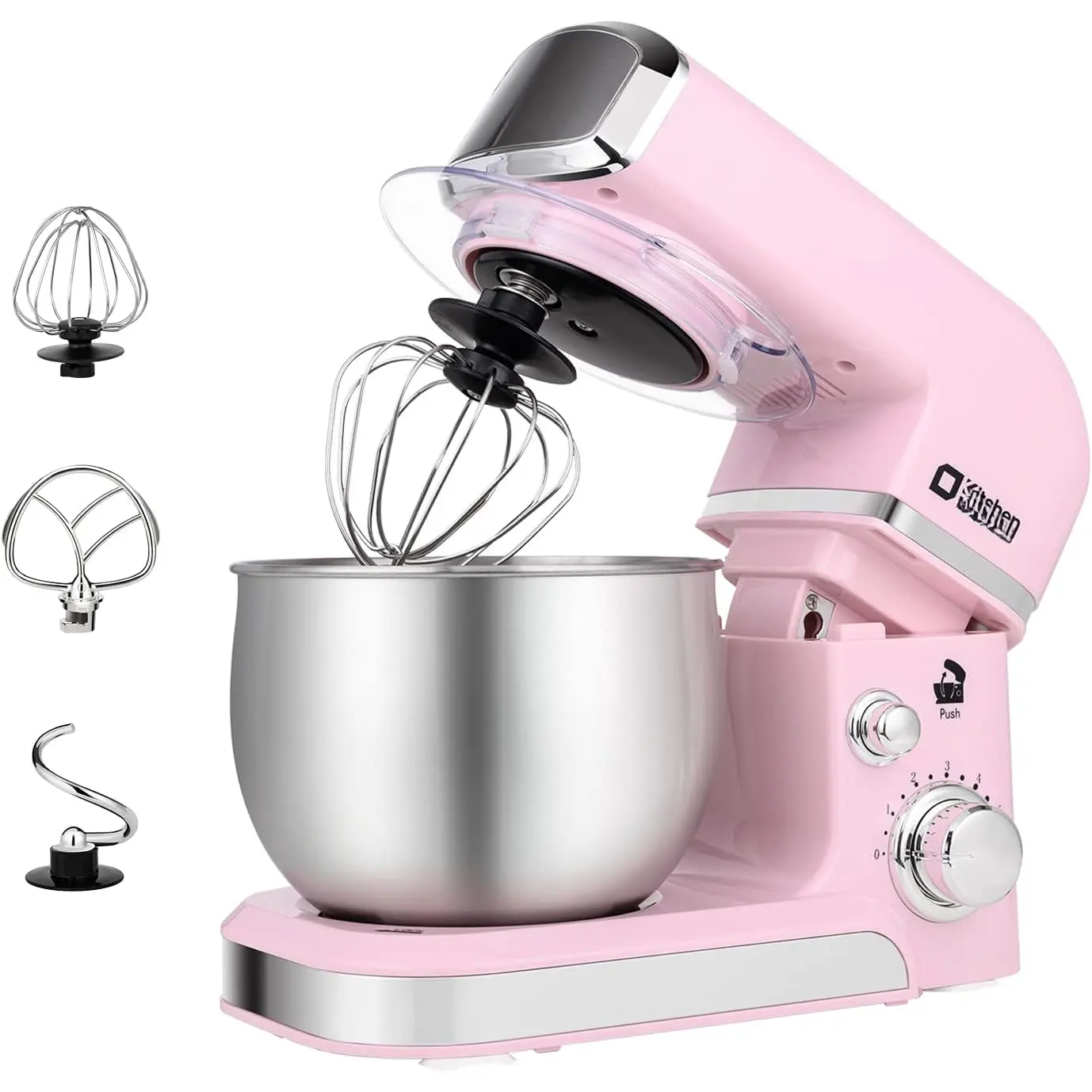 Stand Mixer,3.2Qt Small Electric  Mixer,6 Speeds Portable Lightweight  Mixer for Daily Use with Egg Whisk,Dough Hook,Flat Beater (Pk)