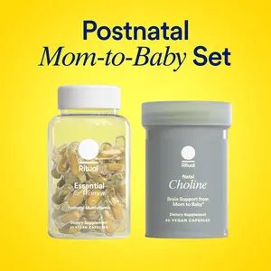 Ritual Postnatal Mom-to-Baby Set, Postpartum Multivitamin and Natal Choline Supplements, Supports Lactation, Immune Function, and Baby's Cognitive Function