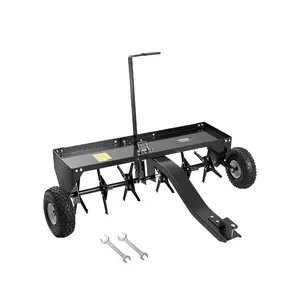 fathersdaygift VEVOR Tow Behind Plug Aerator, 40-Inch Tow Behind Lawn Plug Aerator with Universal Hitch, Pull Behind Aerator with Iron Spikes Alternately Arranged, Lawn Aerator Tow Behind for Gardens, Lawns, Farms