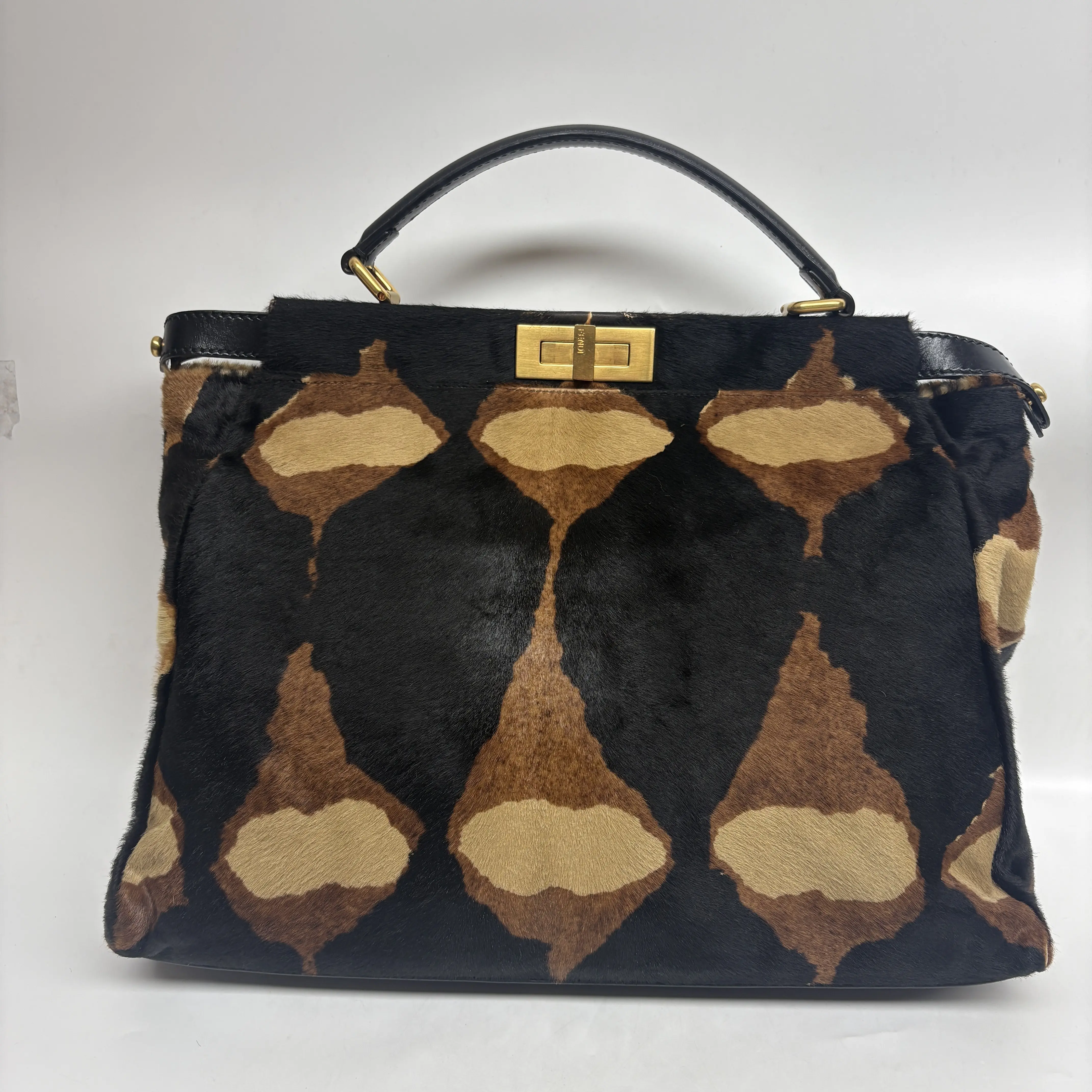 Pre-owned Pony Hair Crossbody Bags Fendi Peekaboo Handbag