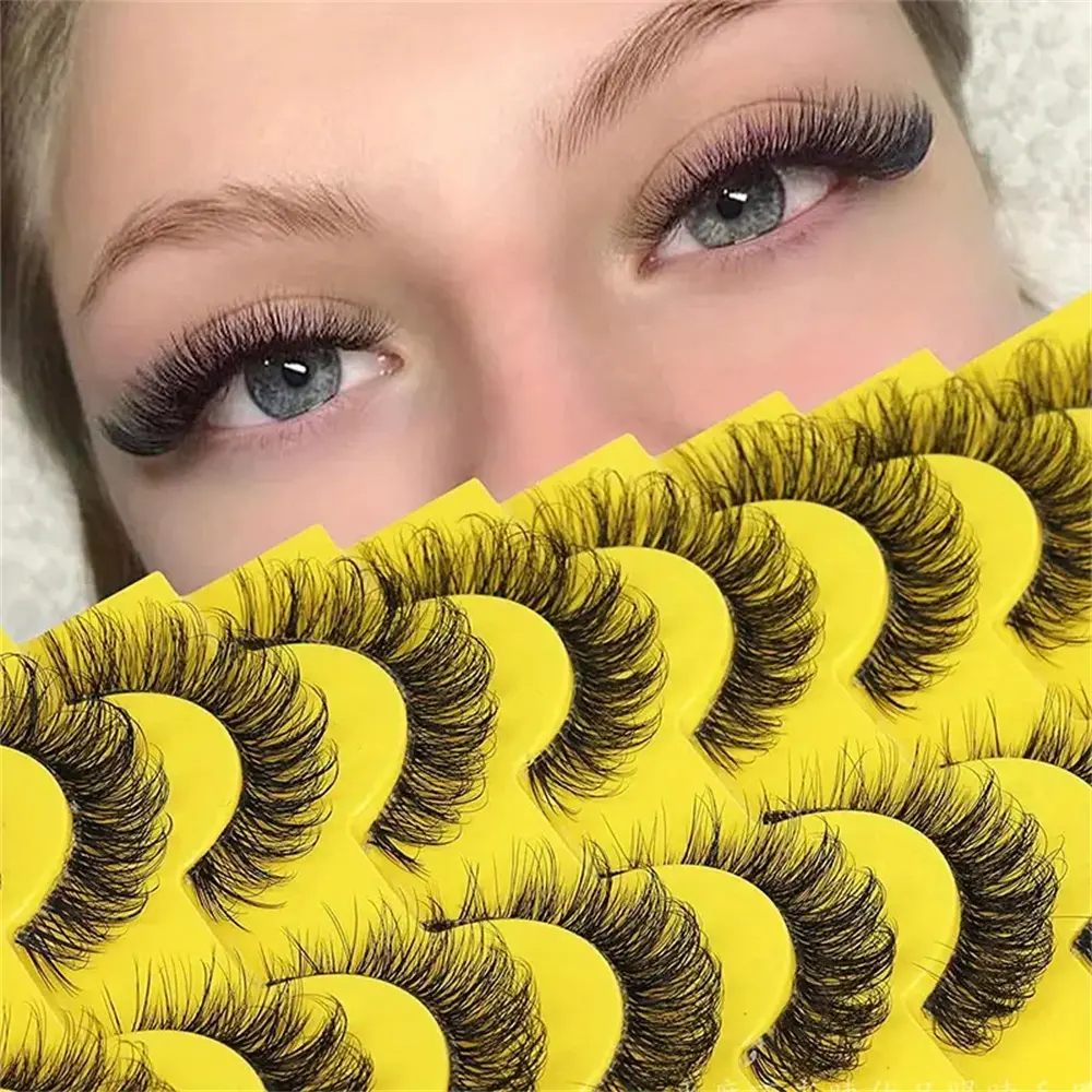 10 Pairs 3D Artificial Mink Curl False Eyelashes Set, Soft Fluffy Natural Long Fake Lashes Extensions, Perfect for Daily Wear & Special Occasions, Cosmetic, Fluffy Volume Eyelashes, Volumized False Eyelashes
