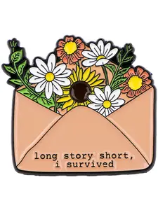 Floral Envelope Brooch Pin, Zinc Alloy Collar Pin with Sunflower and Daisy Design, Perfect for Backpacks and Accessories, Durable Metal Pins