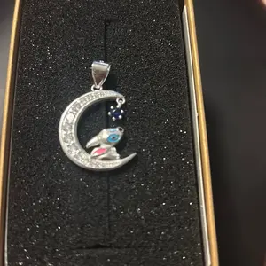 Silver 925 precioso pendiente para cadena con piedraa brillantes