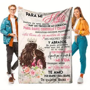 Soft & Cozy Spanish-Inspired Flannel Throw Blanket - Perfect Gift for Daughter from Mom, All-Season Comfort, Mixed Colors-280GSM