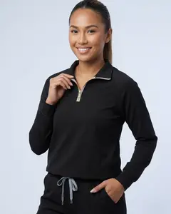 Women's Scrub Active Pullover - Grey and Gold Details