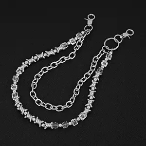 New alloy spike-shaped candy double-layer trendy hip-hop pants chain, jeans hanging chain, vintage INS style figaro