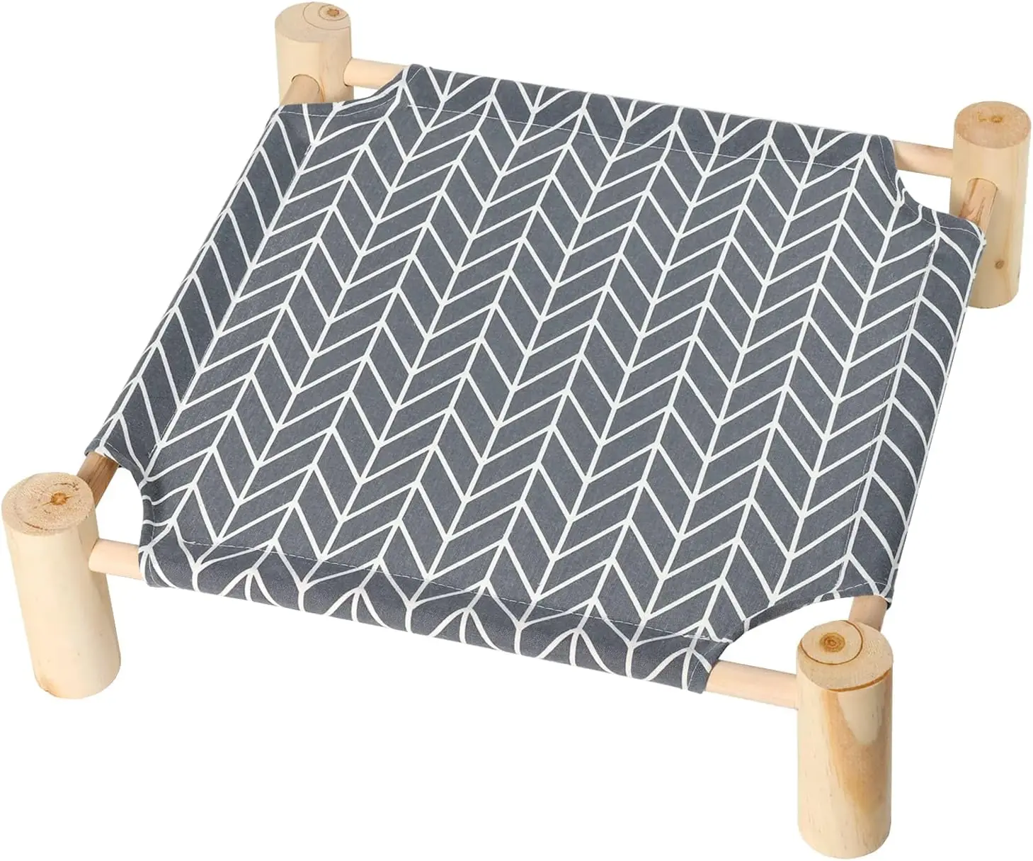 Ivory Elevated Cooling Hammock Bed - Breathable Wooden Cot, Summer Outdoor Pet Furniture for Small Dogs and Cats