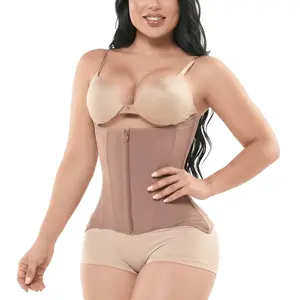 Women's Fajas Salomé 7011-CCB Colombian Waist Cincher - Compression, Soft Cotton Fabric, High Back, Tummy Control, Zipper Closure, Uniform Fit, Form-Fitting High-Waisted Faja-Lined Shapewear Belts
