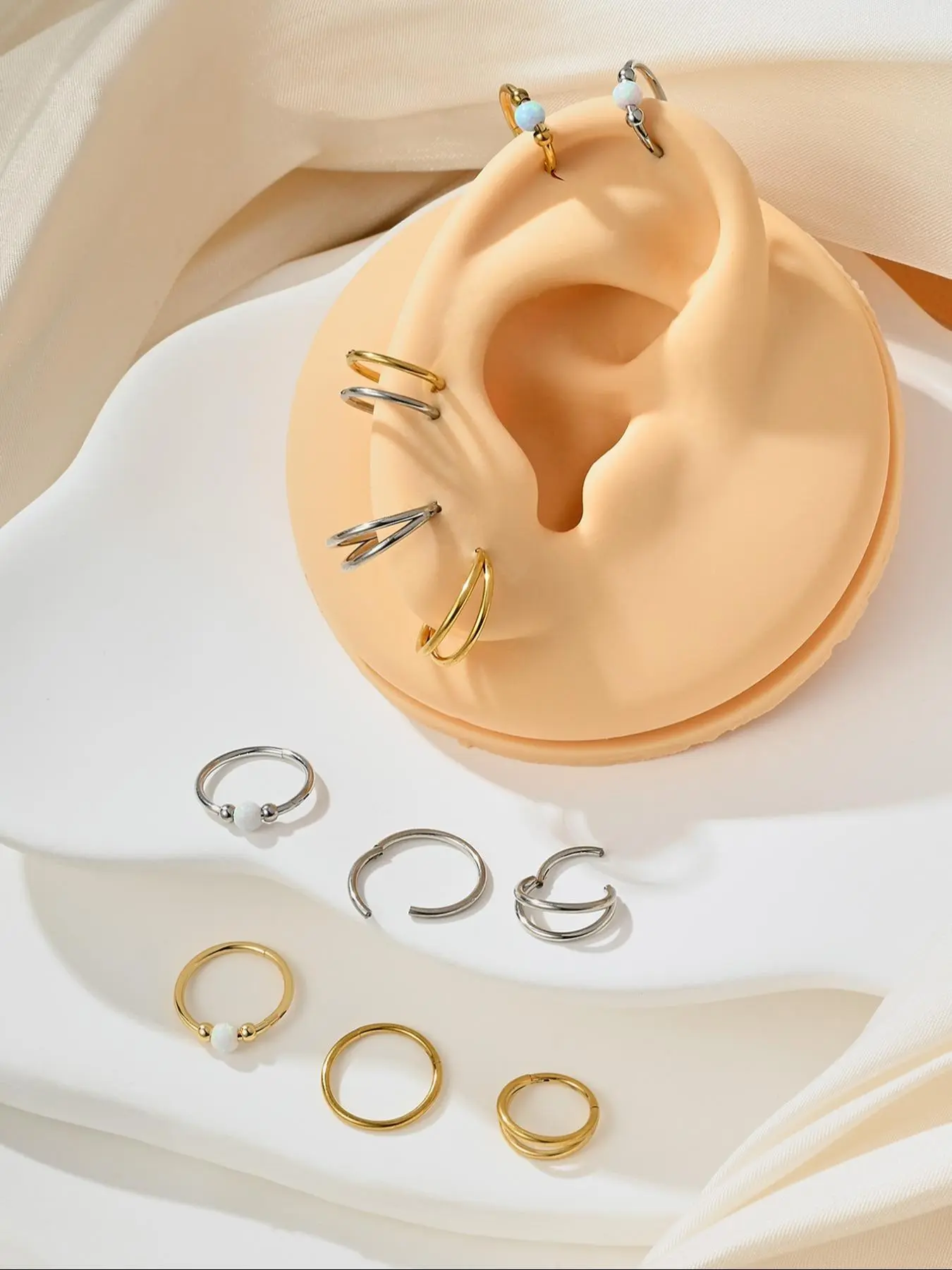 Hinged Clicker Segment Nose Rings Hoop Septum Ring, Cartilage Earring Helix Clicker Earrings, Hypoallergenic Cartilage Earrings for Sensitive Ears