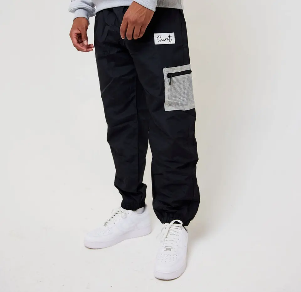 Black Cargo Windbreaker Pants