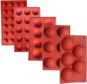Semicircle Silicone Mold,Shxmlf Half Sphere Chocolate, Candy Gummy Dome Molds Teacake Bakeware Set for Cake Decoration Mousse Jelly Bombe Cupcake Baking Mould (5PACK)