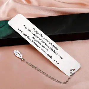 Retirement Gift Bookmark, Stainless Steel Bookmark with Chain, Inspirational Bookmark for Retirement Boss, Leader, Coworker, Happy Retirement Gifts, Book Accessories