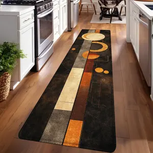 1PC, Brown Gray Orange Geometric Abstraction Patterned strip rugs, Decorative Rug, home décor, bathroom mats, entryway mats, bedroom bedside mats, kitchen mats, hallway rugs, flannel sponge rugs