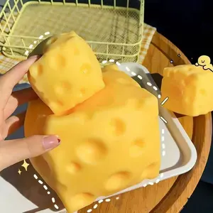 Giant Clay Texture Cheese Block Squishy Toy, Multi Sizes Available Slow Rising Soft Fidget Squeeze Toy, Stress Relief Decompression Food Shaped Sensory Toy for Kids Adults