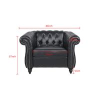 Black PU 1 Seater Tufted Sofa