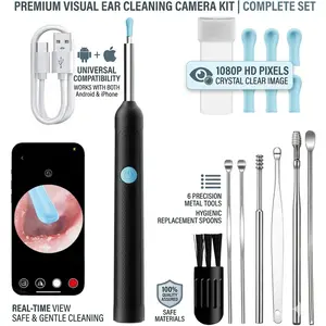 Smart Visual Ear Cleaner Kit – Rechargeable USB-C Portable Ear Wax Removal Tool with Camera, Waterproof Earwax Remover Kit, HD Visual Earpick Set for iPhone iPad Android, Wide-Angle Ear Clean Cam, Wireless Ear Cleaning Tool with Box phone endoscope