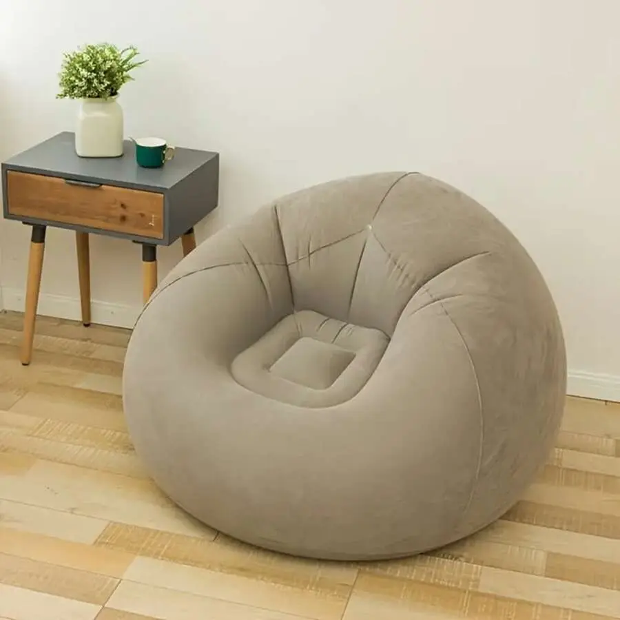 1pc Portable Thicken Inflatable Slouchy Sofa, Foldable Recliner, Outdoor Sofa Bed, Plush Sofa Slouchy Chair, With Air Pump, For Living Room, Bedroom, Outdoor Camping, Office Relaxation