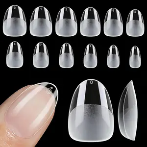 Extra Short Almond Nail Tips 12 Sizes Clear Soft Gel Full Cover False Nails for Extensions DIY Salon Perfect Valentine's Gift