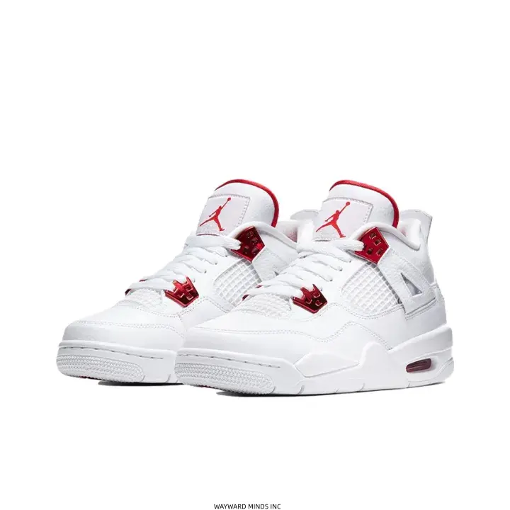 Retro Mid‑Top Basketball Sneakers, white mesh and leather upper, vivid red accents on eyelets and collar, visible air cushion, lightweight build for men’s vintage street‑style outfits.