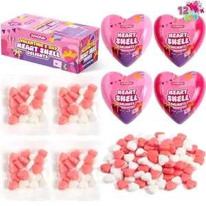 SYNCFUN 12PCS Valentine Heart Candy, Individually Wrapped Heart Shell Hard Candy, Valentine's Day Snacks Tiny Candy for Valentine, Party Favor, Holiday Reward Prizes
