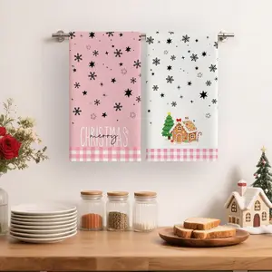 Gingerbread House Xmas Tree Merry Christmas Kitchen Towels Dish Towels, 17x27 Inch Daily Seasonal Winter Decoration Funny Hand Towels Set of 2, Winter Cute  Decor (House)