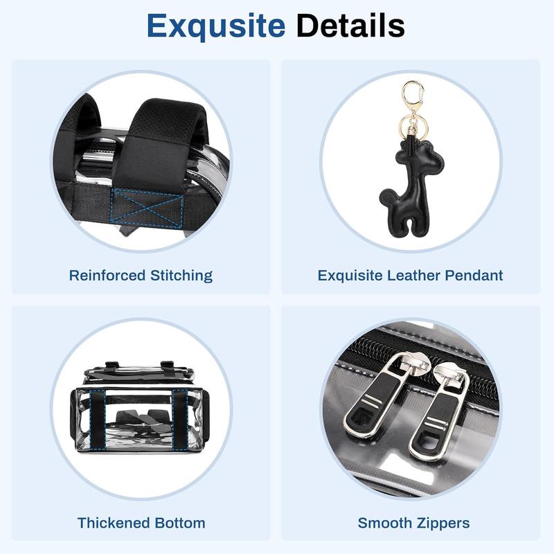 Clear Backpack for School & Work - Stylish Black Transparent Bookbag with Laptop Compartment, Waterproof PVC, Ideal for Security Checks & Daily Use Visibility