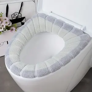 1 spliced color household toilet auxiliary seat cushion, autumn universal toilet seat cover, winter thick seat cushion, dormitory toilet seat cover for warmth, back to school season, Halloween and Christmas toilet seat cover