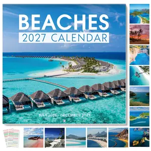 SKYDUE Scenic Nature Wall Calendar 12"x24" with 280 Stickers, Thick Paper, Monthly Planner for Home Office Decor & Organizing