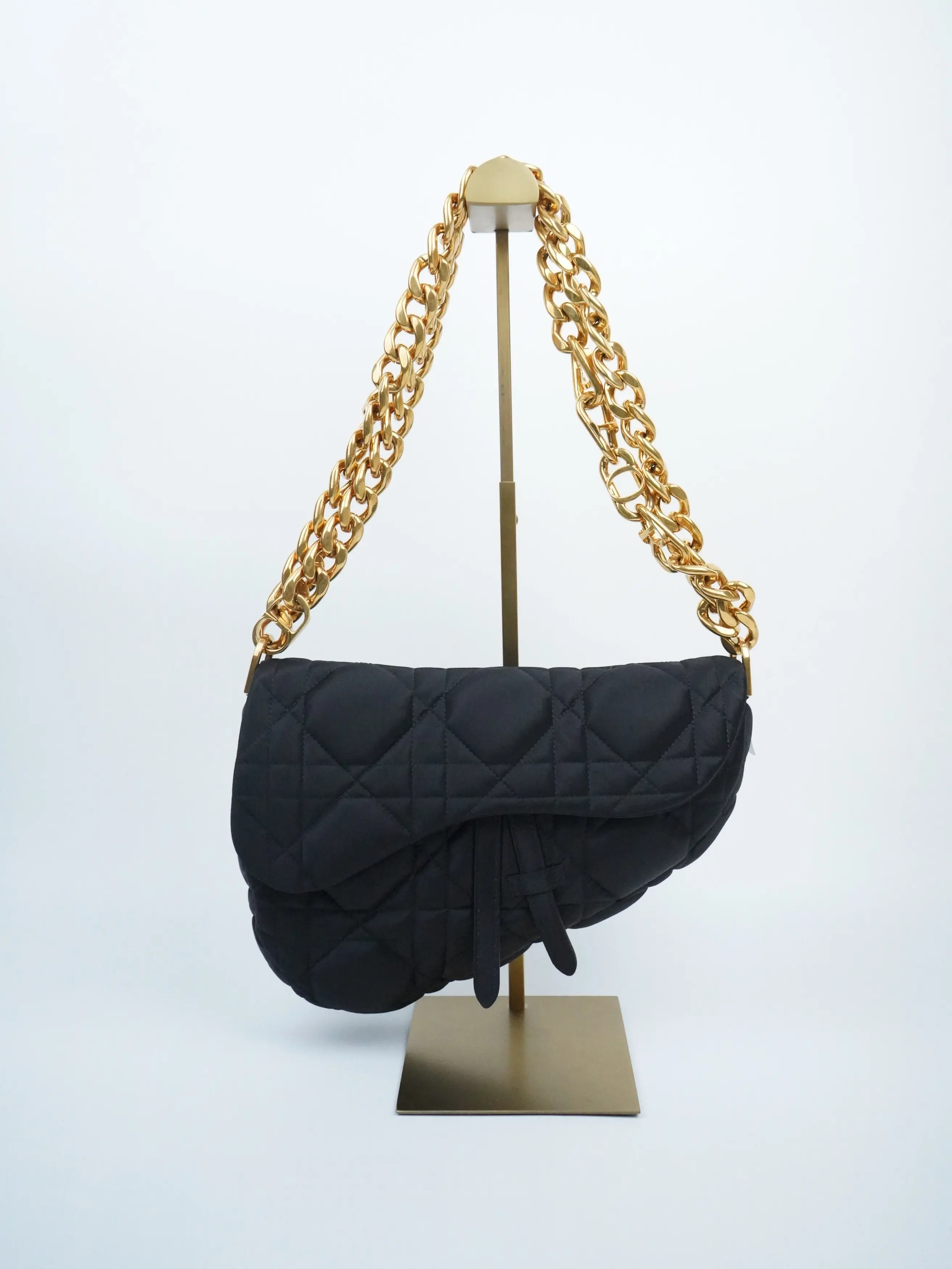 Pre-owned Dior satin Crossbody Bags Christian X ERL Limited Edition Cannage Venice Saddle Bag Black