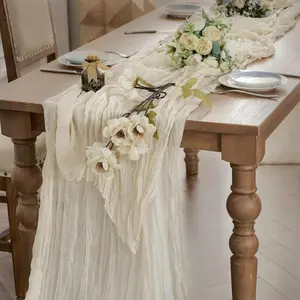 Polyester Table Runner Set, Wedding Party Decorative Crinkle Fabric Table Flags, Available in 1/6/10 Pieces, Elegant Event Accessories